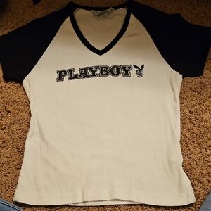 PLAYBOY Kids Black and White V-Neck Tee